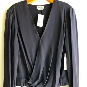 L’Agence midnight blue wrap blouse